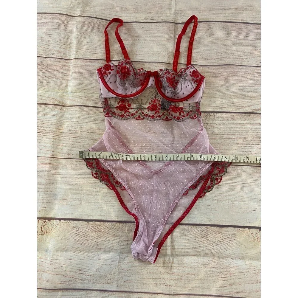 Victoria Secret Women's Rose Bud Dot Wicked Teddy Pink/Red - XS - Picture 11 of 16